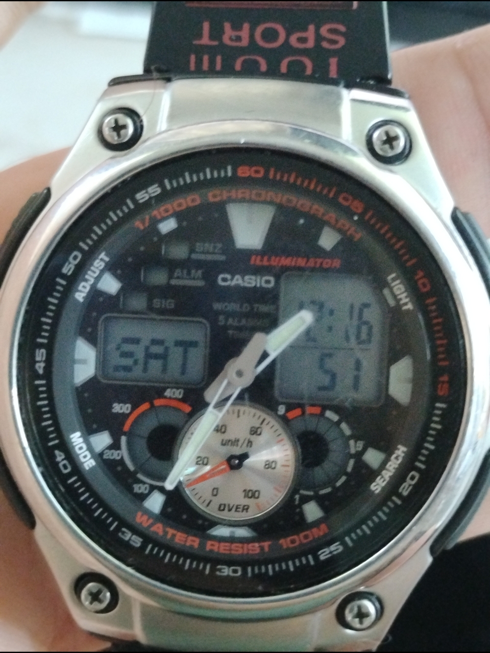 Casio Illuminator Sport Watch - Black with Orange Accents